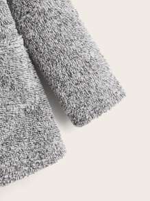 SHEIN Áo khoác con gái Nút đôi Túi màu trơn Giải trí - Xám - Xem 3