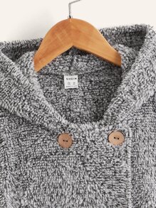 SHEIN Áo khoác con gái Nút đôi Túi màu trơn Giải trí - Xám - Xem 4