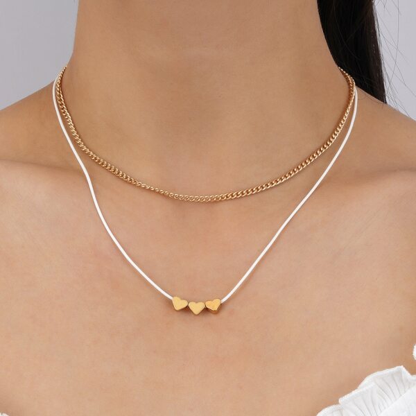 

Heart Decor Layered Necklace, Gold