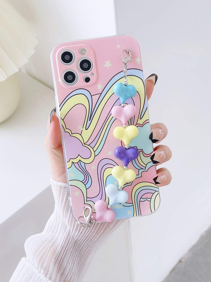 Hộp đựng điện thoại di động hình trái tim có hình sóng đầy màu sắc - Nhiều màu - Xem 1