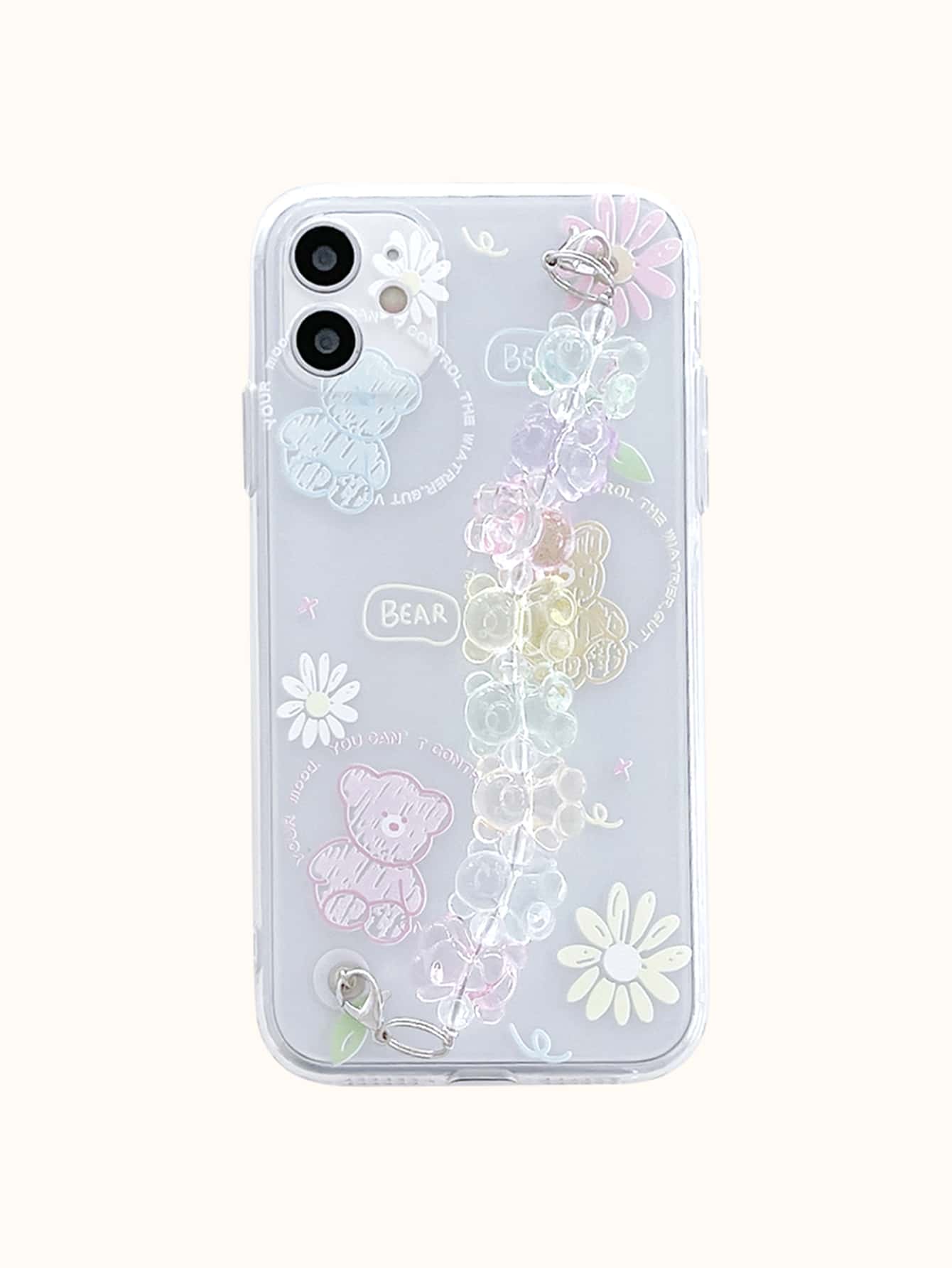 Bear Decor Hand Strap Phone Case - Multicolor - View 2