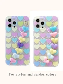 Capa para celular com corrente em formato de coração colorido (1 unidade) compatível com iPhone 15 Pro Max - Multicolorido - Ver 3