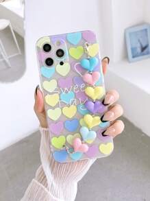 Capa para celular com corrente em formato de coração colorido (1 unidade) compatível com iPhone 15 Pro Max - Multicolorido - Ver 5