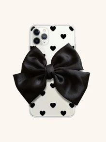 Bowknot Decor Heart Pattern Phone Case - Black - View 1