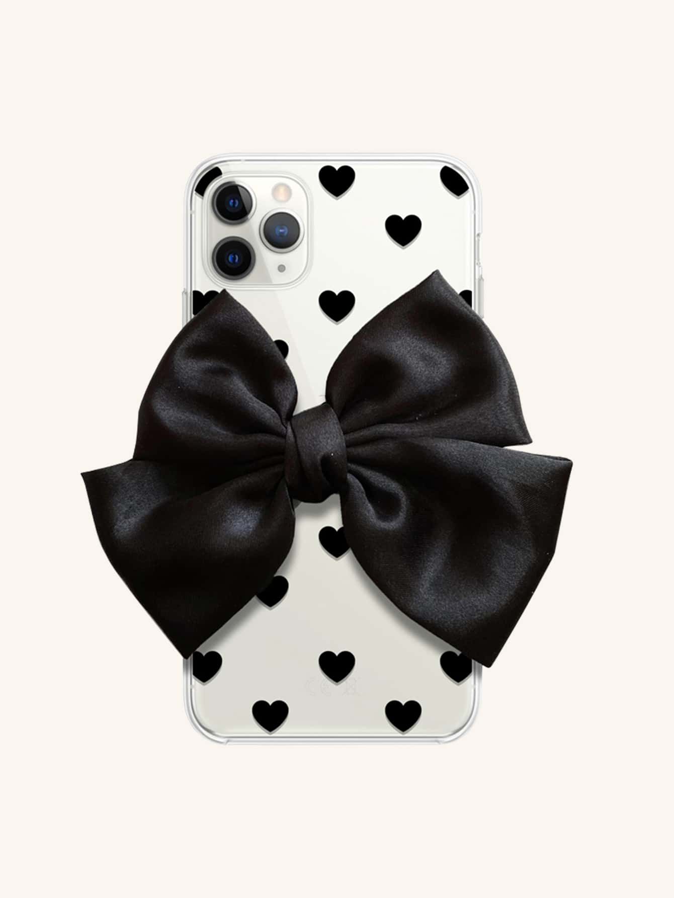Bowknot Decor Heart Pattern Phone Case - Black - View 1