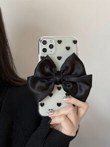 Bowknot Decor Heart Pattern Phone Case - Black - View 4