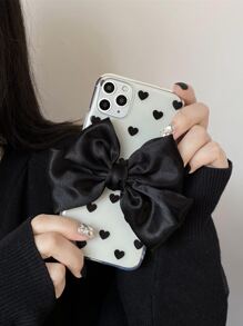Bowknot Decor Heart Pattern Phone Case - Black - View 5