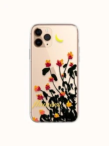 Funda de celular transparente con pintura de flor - Multicolor - Ver 1