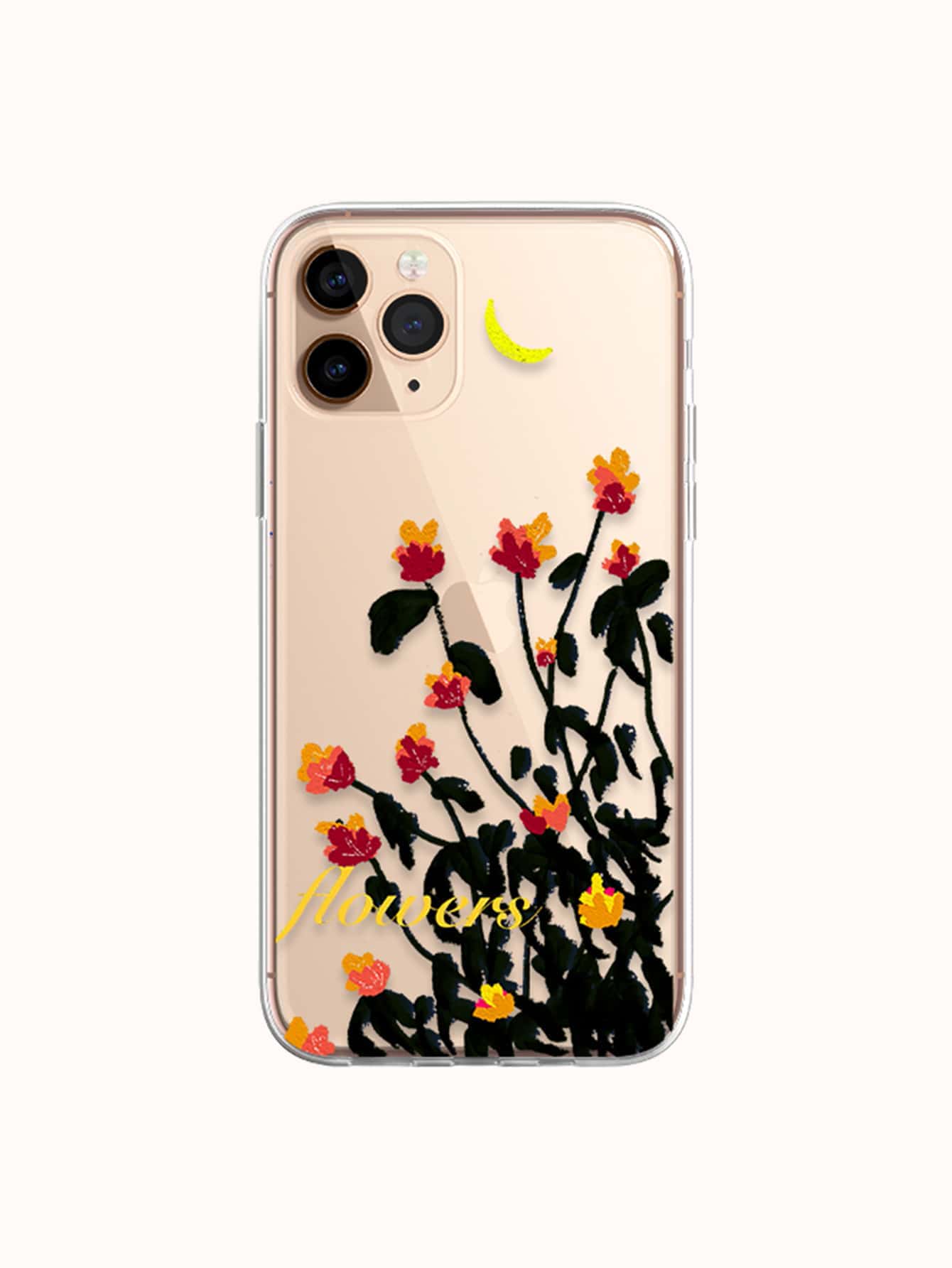 Funda de celular transparente con pintura de flor - Multicolor - Ver 1