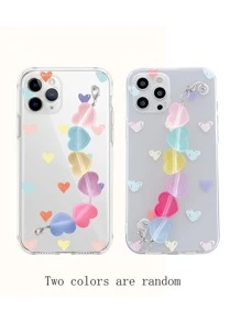Heart Pattern Hand Strap Phone Case - Multicolor - View 3