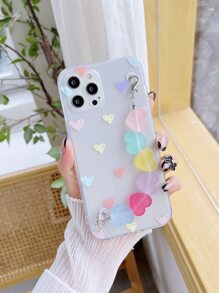 Heart Pattern Hand Strap Phone Case - Multicolor - View 5