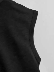 StreetHx High Low Hem Drawstring Hooded Tee - Black - View 3