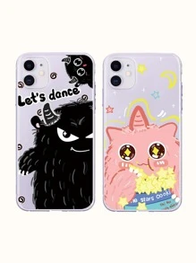 2pcs Cartoon Graphic Phone Case - Multicolor - View 1