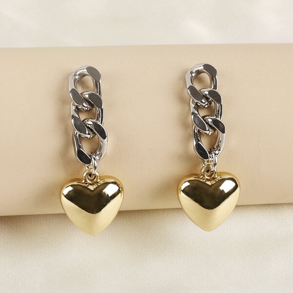 

Heart Drop Earrings, Silver