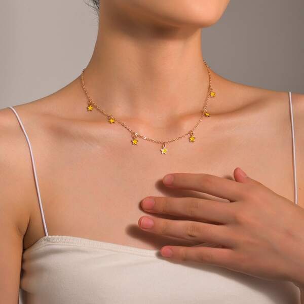

Star Charm Necklace, Yellow