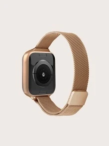 Magnetic Mesh Adjustable Watchband Compatible With Apple Watch Series 1-9, Narrow Waist Design - Rose Gold - View 2