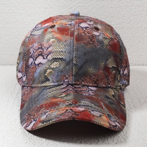 

Snakeskin Print Baseball Cap, Multicolor