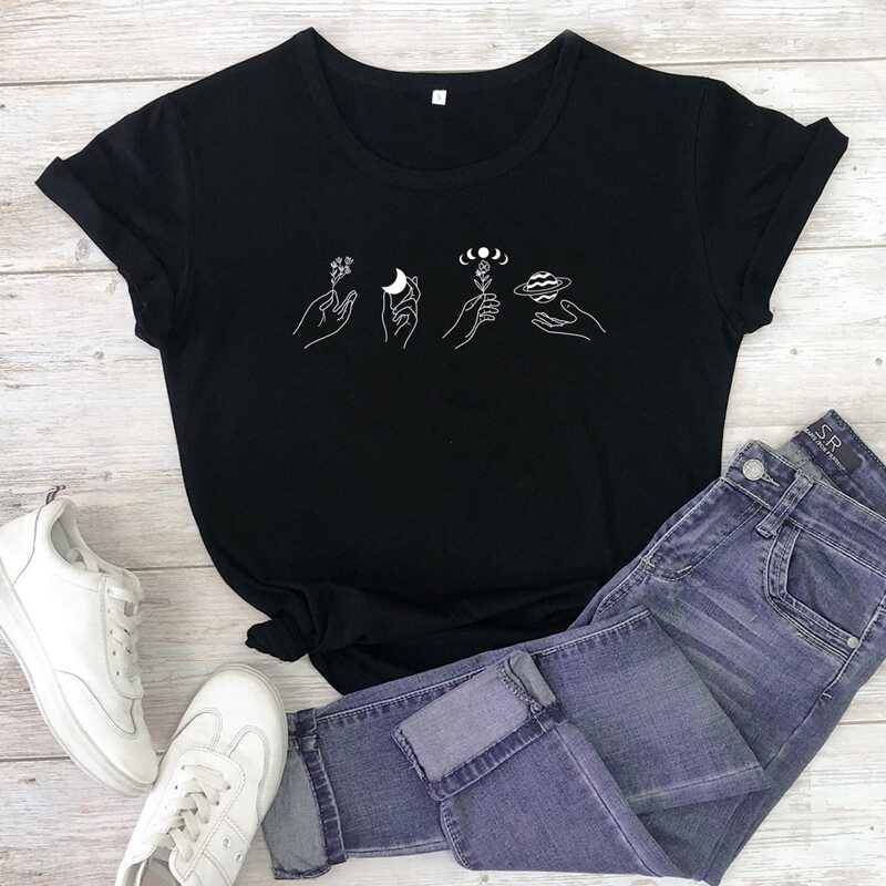 

Hand & Moon Graphic Tee, Black