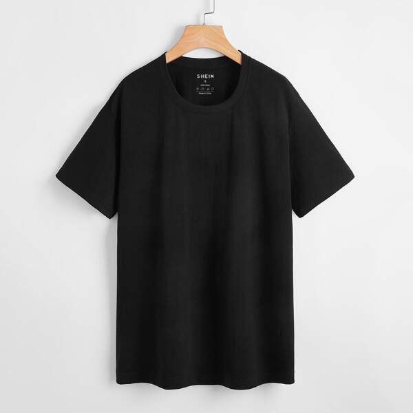 

Solid Round Neck Tee, Black