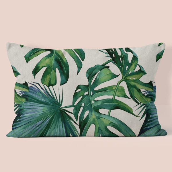 

Leaf Print Lumbar Pillow Cover Without Filler, Multicolor