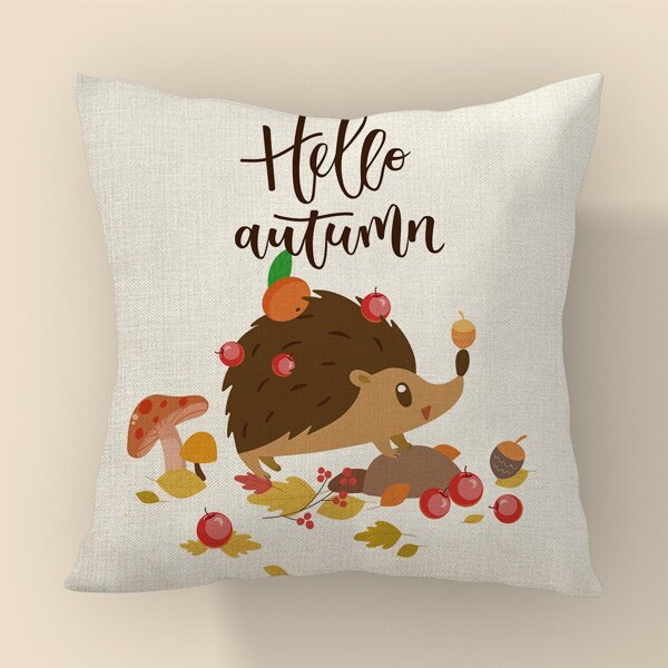 

Hedgehog Print Cushion Cover Without Filler, Multicolor