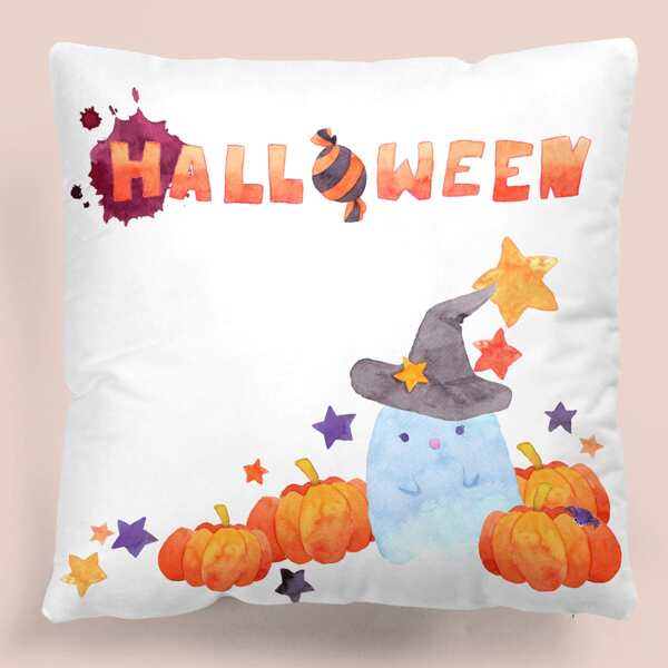 

Kids Halloween Pattern Cushion Cover Without Filler, Multicolor