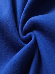 SHEIN EZwear 素色袋鼠口袋加絨內裏抽繩連帽衫 - 藍色 - 查看 8