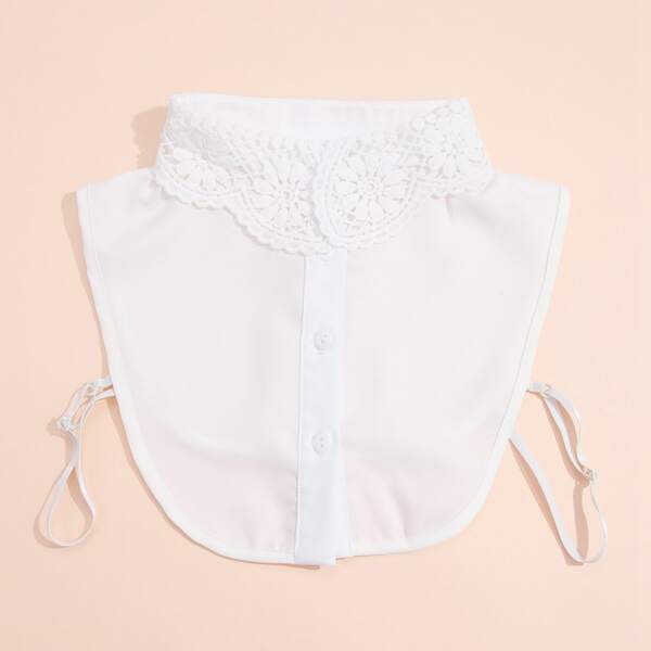

Flower Detail Faux Dickey Collar, White