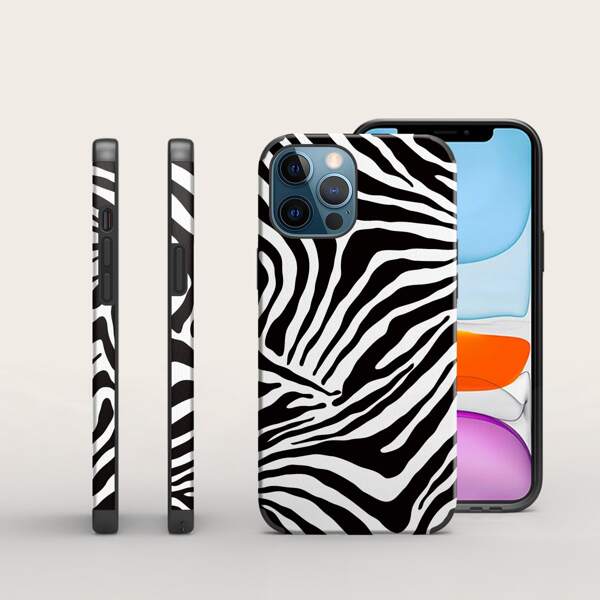 

Zebra Striped Phone Case, Black and white