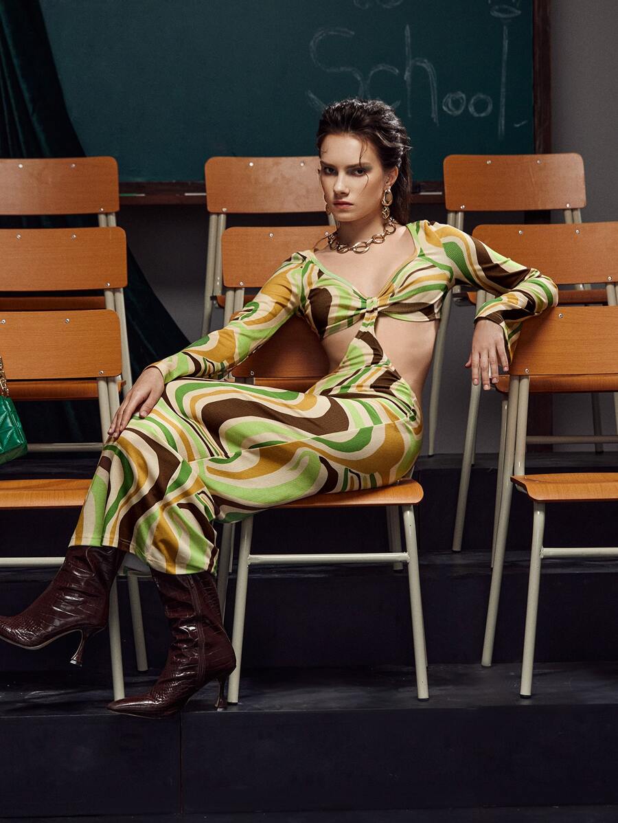 Simone Rogers Allover Print Cut Out Dress - Multicolor - View 1