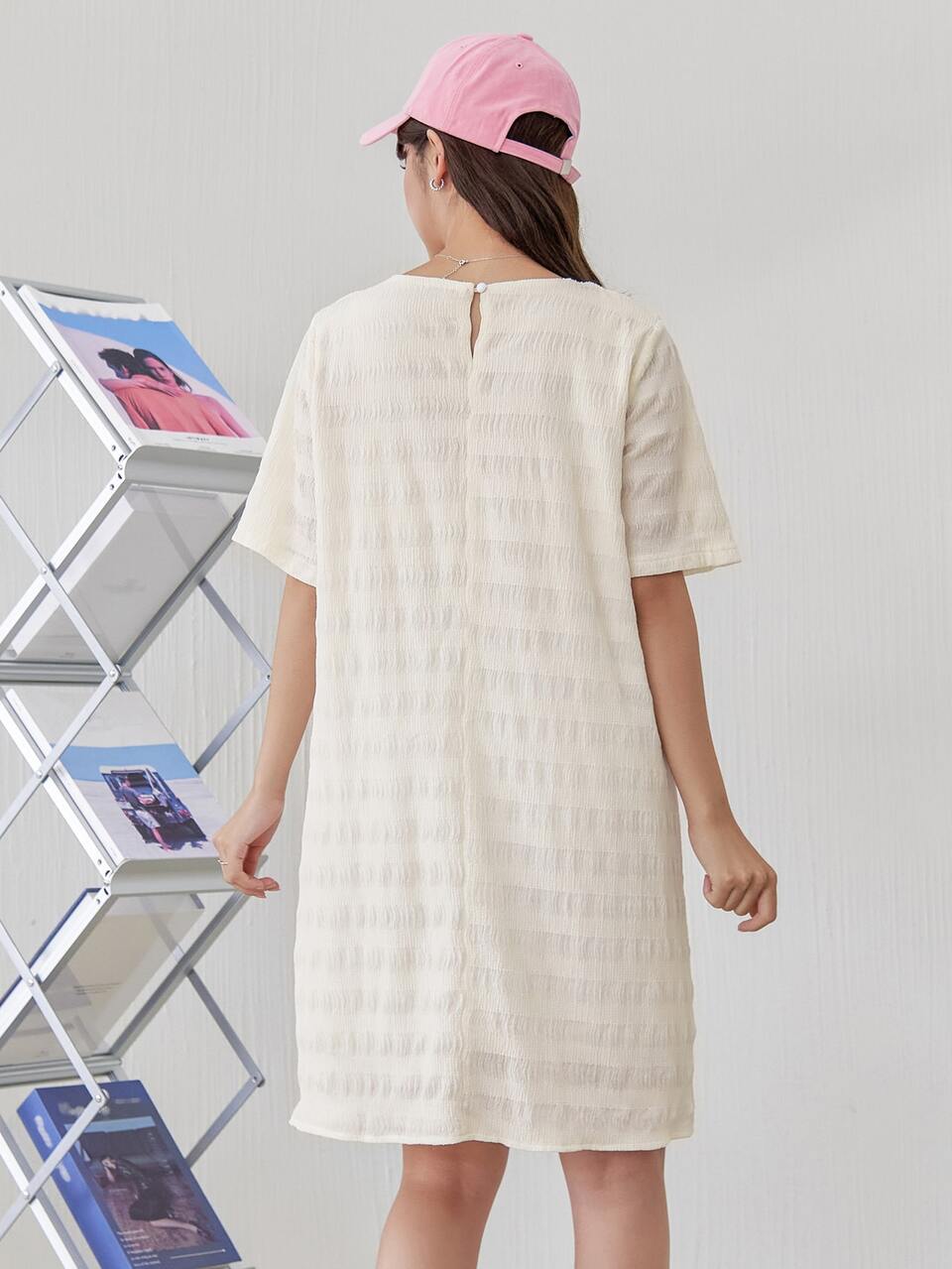 Keyhole Back Solid Tunic Dress