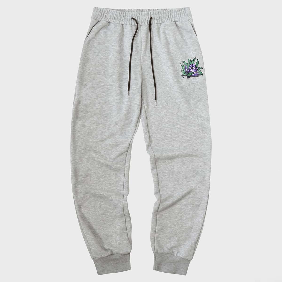 

Guys Skull & Leaf Graphic Sweatpants, Grey