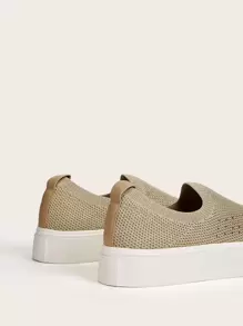 Zapatillas deportivas tejidas minimalista - Caqui - Ver 5