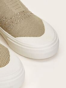 Zapatillas deportivas tejidas minimalista - Caqui - Ver 4