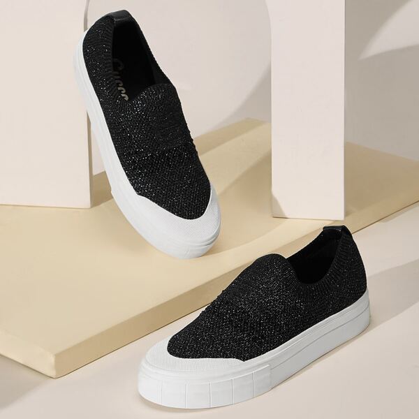 

Minimalist Knit Slip On Sneakers, Black