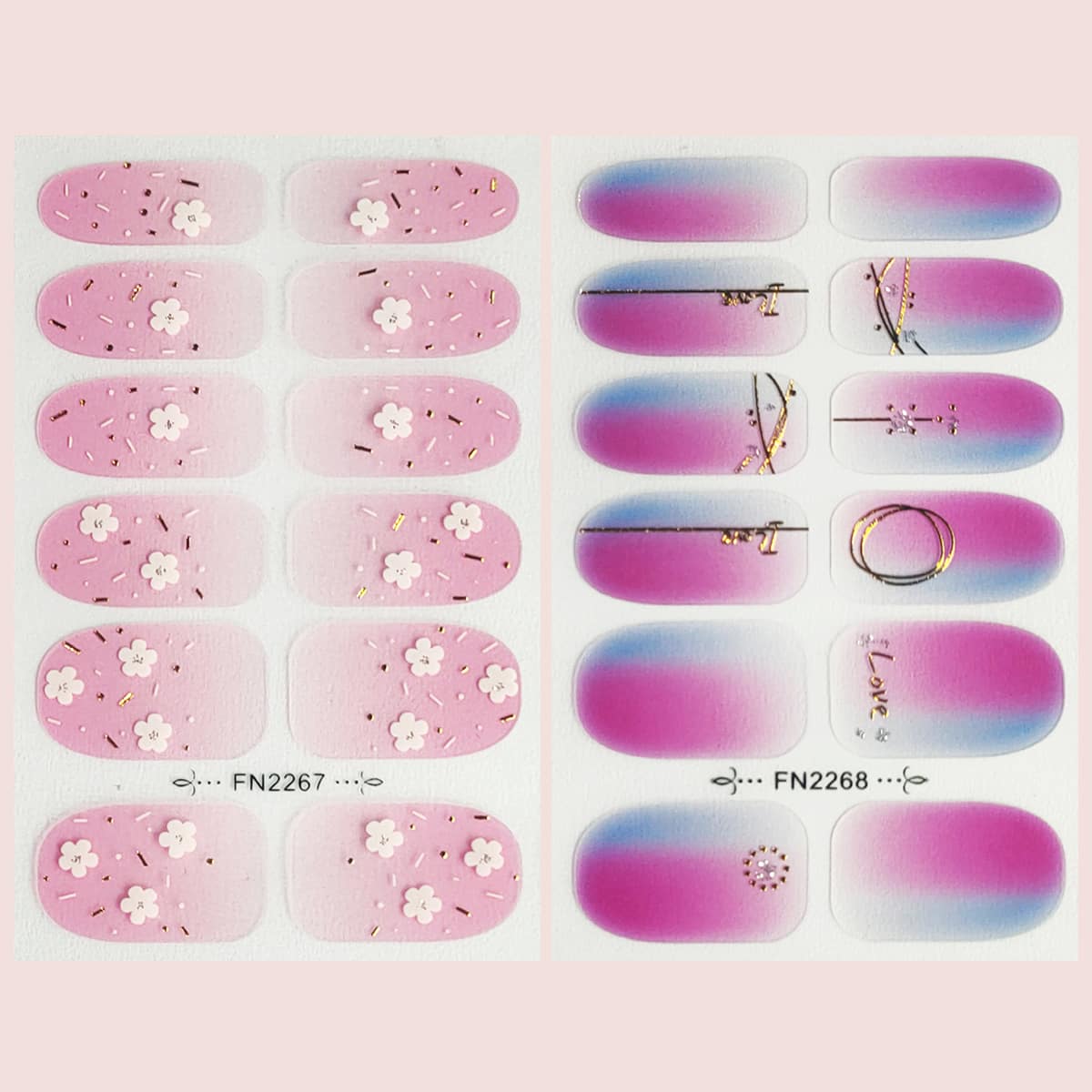 

2sheets Flower Pattern Nail Art Sticker & 1pc Nail File, Multicolor