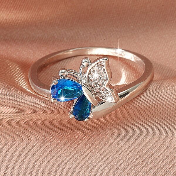 

Zircon Butterfly Decor Ring, Silver