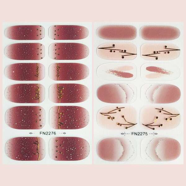 

2sheets Ombre Nail Art Sticker & 1pc Nail File, Multicolor