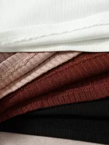 Lunelith SHEIN Lunessa 4pcs Solid Ribbed Crop Top