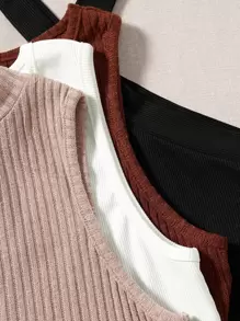 Lunelith SHEIN Lunessa 4pcs Solid Ribbed Crop Top