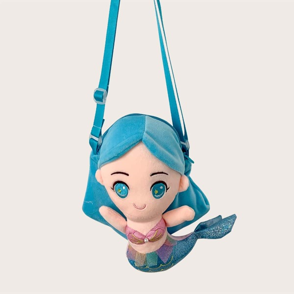 

Girls Cartoon Mermaid Design Crossbody Bag, Blue