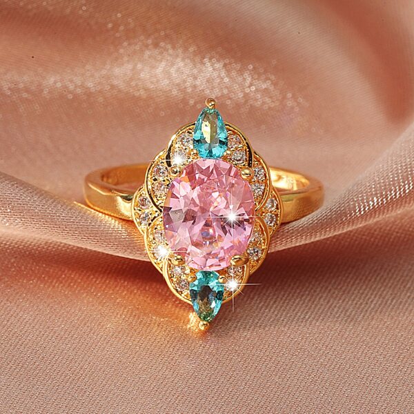 

Gold Plated Zircon Decor Ring, Pink