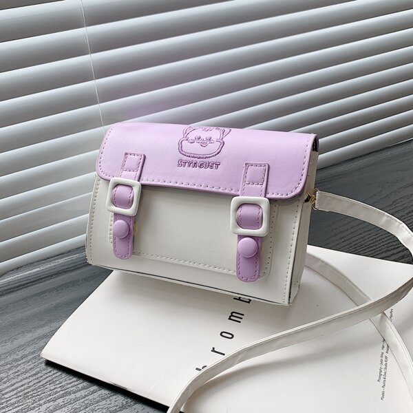 

Girls Buckle Decor Crossbody Bag, Purple