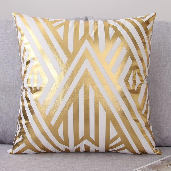 

Striped Pattern Cushion Cover Without Filler, Gold