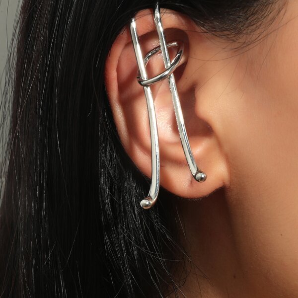 

1pair Solid Ear Climber, Silver