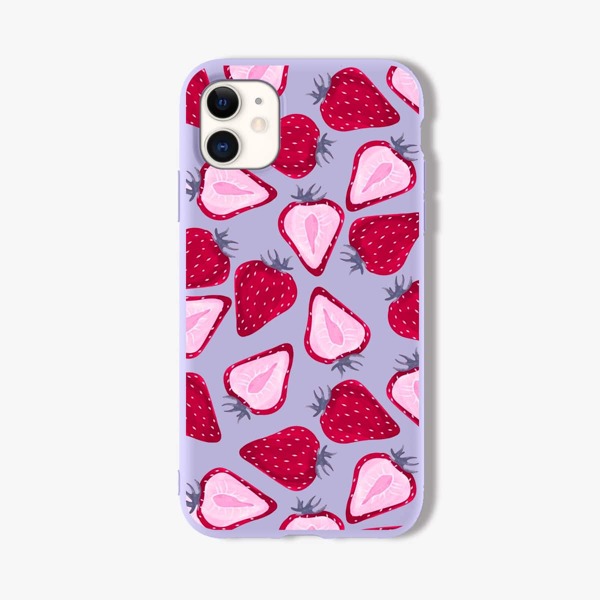 

Strawberry Print Phone Case, Purple