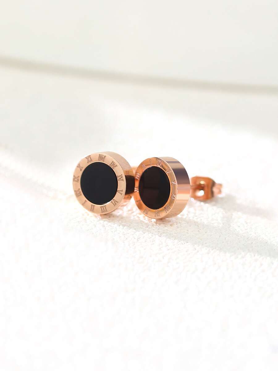 圓形耳釘 - 玫瑰金 - 查看 1