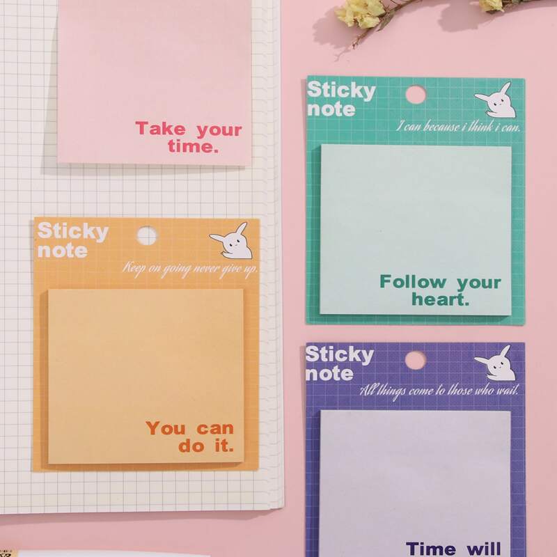 

4pcs Slogan Graphic Sticky Note, Multicolor