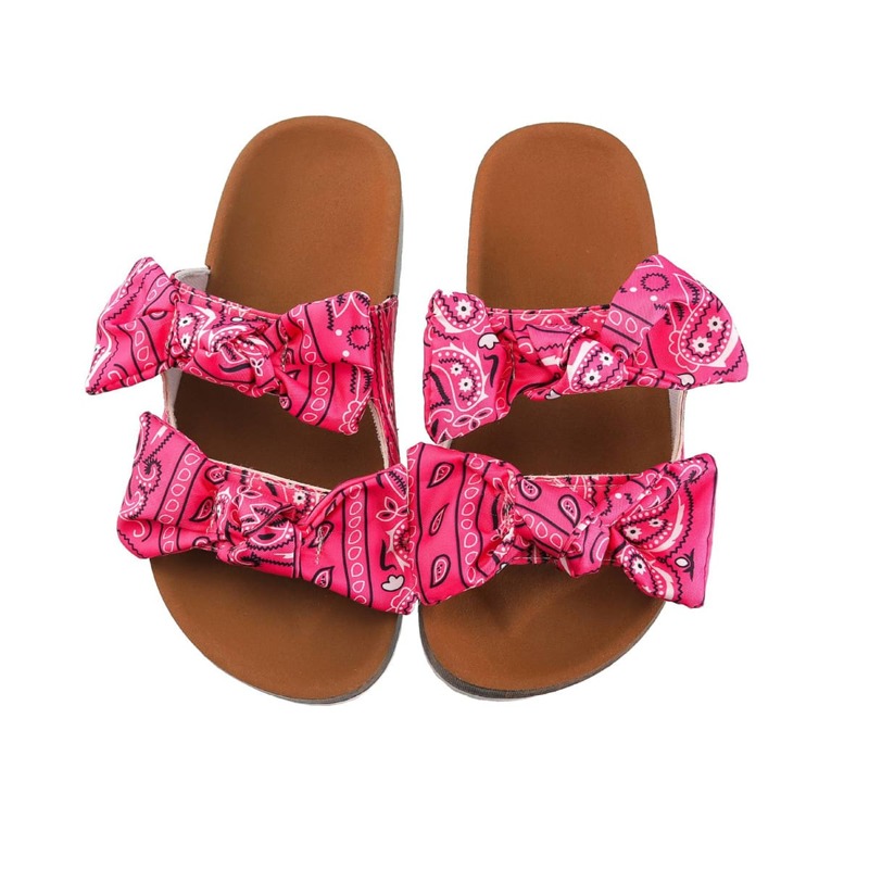 

Bow Decor Slides, Hot pink