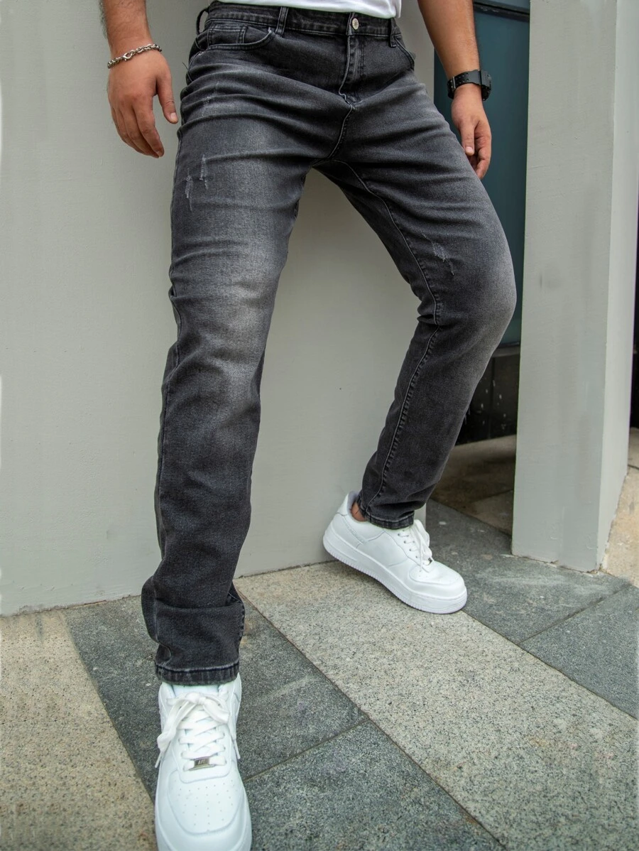 Quần Jeans Hình Nón Thường Ngày Cho Nam - Xám - Xem 1